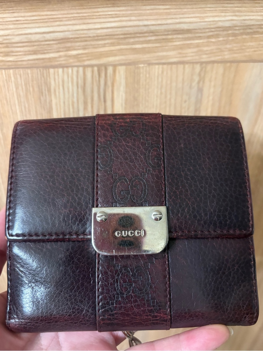 Authentic Gucci Brown Leather Bi-Fold Wallet Vintage